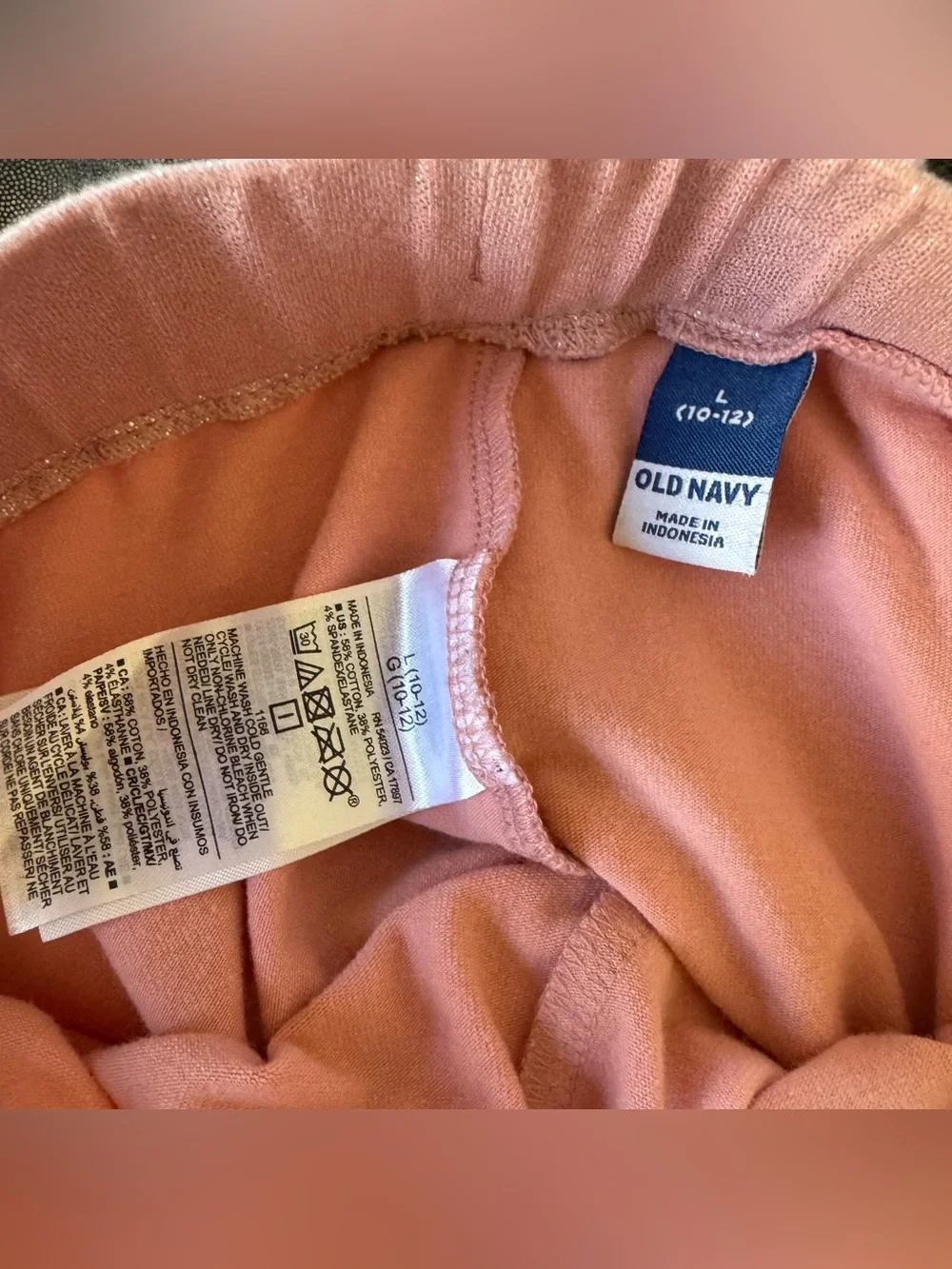 Old Navy bundle Set 2PC Shimmering Metallic Leggings Pink Silver Girls 10-12